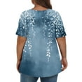 thumbnail image 4 of XADYUY Plus Size Tops for Women Short Sleeve Summer Shirts Leaf Print Blouses V Neck Shirt Casual Loose Fit Tunic Tops,XL Royal Blue, 4 of 4