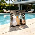 thumbnail image 4 of Twfbrm Clear PVC Travel Bags, Waterproof Leakproof Storage Bag with Zipper and Handle, Portable Reusable Makeup Cosmetic Bags for Travel, Swimsuit, Beach, Toiletries, 4 of 6