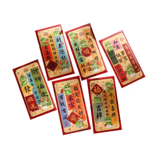 Sobres rojos de Año Nuevo Chino, 6 sobres plateados Hongbao 2025, paquetes rojos para Estilo D