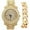 RN-Gold-Gold, variant on Charles Raymond Bling-ed Out Ultimate Gold Hip Hop Royalty Mens iced-out Wristwatch w/Easy Reader Roman Numeral Bright Colored Dial - L0504 RN - GOLD