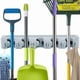 thumbnail image 1 of Mop broom holder, mop holder, mop and broom holder organizer, wall rakes, mop broom holder, wall mount control bar with 6 hooks and 5 quick release fo, 1 of 5