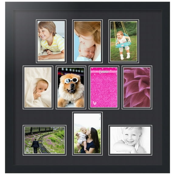 ArtToFrames Collage Photo Picture Frame with 10 - 4x6" Openings, Framed in Black with Black and Black Mats (CDM-3926-403)