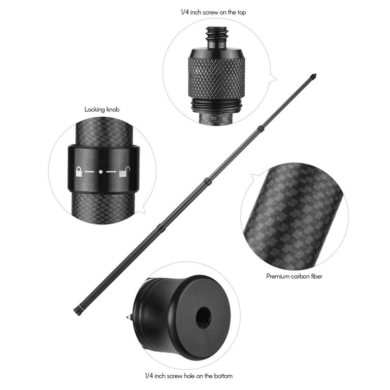 1.5m/ 4.9ft Carbon Fiber Selfie Stick Adjustable Extension Pole with 1/4 inch Screw Replacement for Insta 360 One X/ One X2/ One R Panoramic Camera