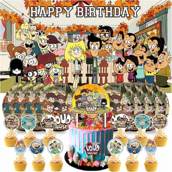 Loud House Plates Birthday Supplies Decorations Decor Backdrop Banner Cake Topper Fans