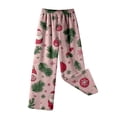 thumbnail image 3 of Girls Flannel Pajama Pants Winter Warm Soft Cartoon Print Casual Wear for Kids Comfortable Holiday Outfit, 3 of 4