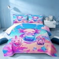 thumbnail image 2 of Erosebridal Kawaii Axolotl Twin Quilt Set, Dreamy Boba Twin Coverlet Set, Stars Reversible 2pcs, 1 Bedspread and 1 Pillowcase, 2 of 7