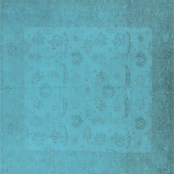 Ahgly Company Indoor Square Oriental Light Blue Traditional Area Rugs, 5' Square