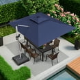 thumbnail image 2 of PURPLE LEAF 9 x 12FT Deluxe Rectangle Solar Powered LED Patio Umbrella with Base, Large Offset Cantilever Umbrella with 360° Rotation, Navy Blue, 2 of 15