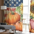 thumbnail image 5 of Thanksgiving Flag Sheer Curtains 84 Inch Length 2 Panels Set, Semi Transparent Voile Rod Pocket Curtains for Living Dining Room Bedroom Drapes Fall Sunflower Pumpkin Stars Stripes, 5 of 8