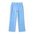 thumbnail image 3 of hotojiny Girls Corduroy Pants Casual Loose Wide Leg Kids Trousers with Pockets Comfy Pull on Plain Uniform Pants(Blue,5-6 Years), 3 of 8