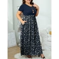 thumbnail image 3 of Cuteduck Womens Plus Size Maxi Dress Short Sleeve Floral Print Empire Waist Summer Dress with Pockets 1X-5X, 3 of 8