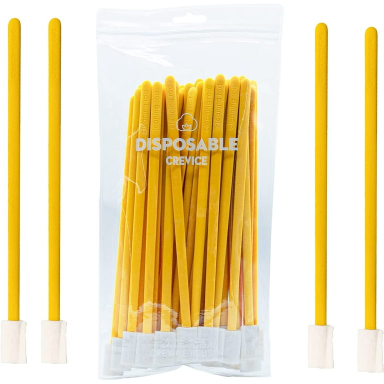 50PCS Disposable Crevice Cleaning Brush Tool kit, Disposable Toilet Brush,  Disposable Toilet seat Cleaner Tool (Yellow)