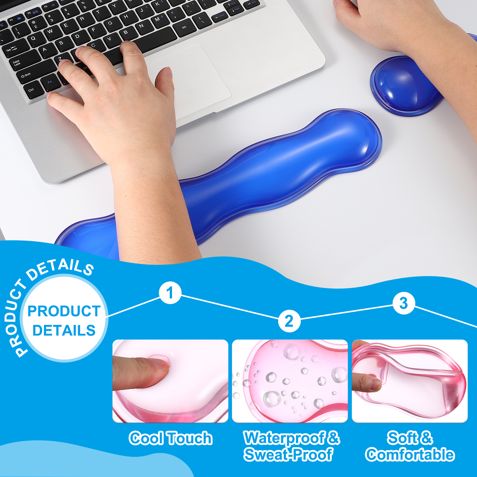 Uxcell Gel Wrist Rest, Gel Mouse Pad Mouse Wrist Support for Keyboard and Mouse Ergonomic,Keyboard Pad Pink