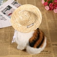thumbnail image 3 of Sombrero para mascotas, pequeños sombreros tejidos hechos a mano lindos para mascotas, sombrero de paja para mascotas, diseño elevado, 3 of 6