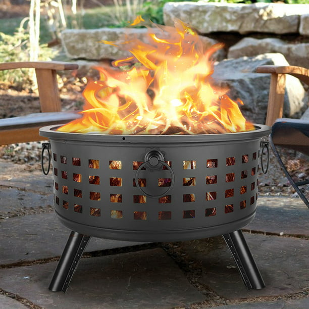 Wood Burning Fire Pit Metal Round, Can A Propane Fire Pit Be Used On Screened In Porch