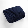 thumbnail image 4 of 1-Piece 500 Thread Count Egyptian Cotton Fitted Sheet, California King Size - Breathable, Cooling, Fits 14-16 Inch Deep Pocket – Navy Blue, 4 of 4