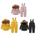 thumbnail image 3 of SILVERCELL 1-6Years Little Boys Girls Hooded Jacket with Snow Ski Bib Pants Outfits Set Toddler Two-Piece Winter Warm Hooded Fur Trim Snowsuit, 3 of 3