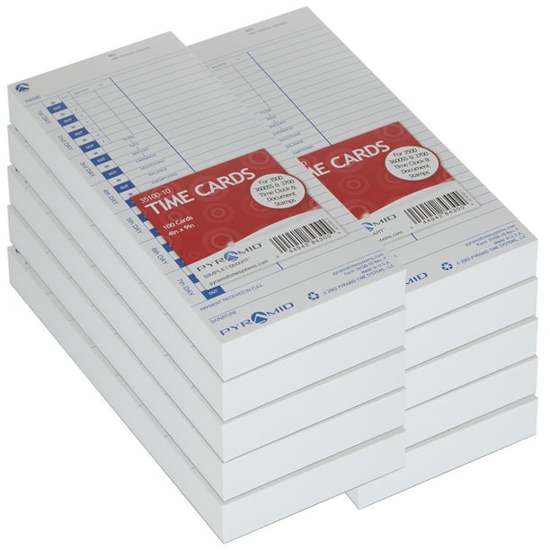 Pyramid Time Systems Attendance Cards for Time Clock models 3500/3550SS/3600SS/3700, 1000 per