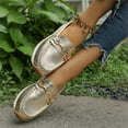 thumbnail image 5 of RUIYANQI Women's Metallic Loafers Chain Accent Slip On Shoes Casual Platform Moccasins Trendy Outdoor Walking Footwear Fashion Driving Shoes Gold Women Sandal, 5 of 9