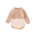 thumbnail image 1 of xiaxaixu Baby Boys Fall Winter Sweater Rompers Long Sleeve Contrast Color Button Knit Playsuit, 1 of 9