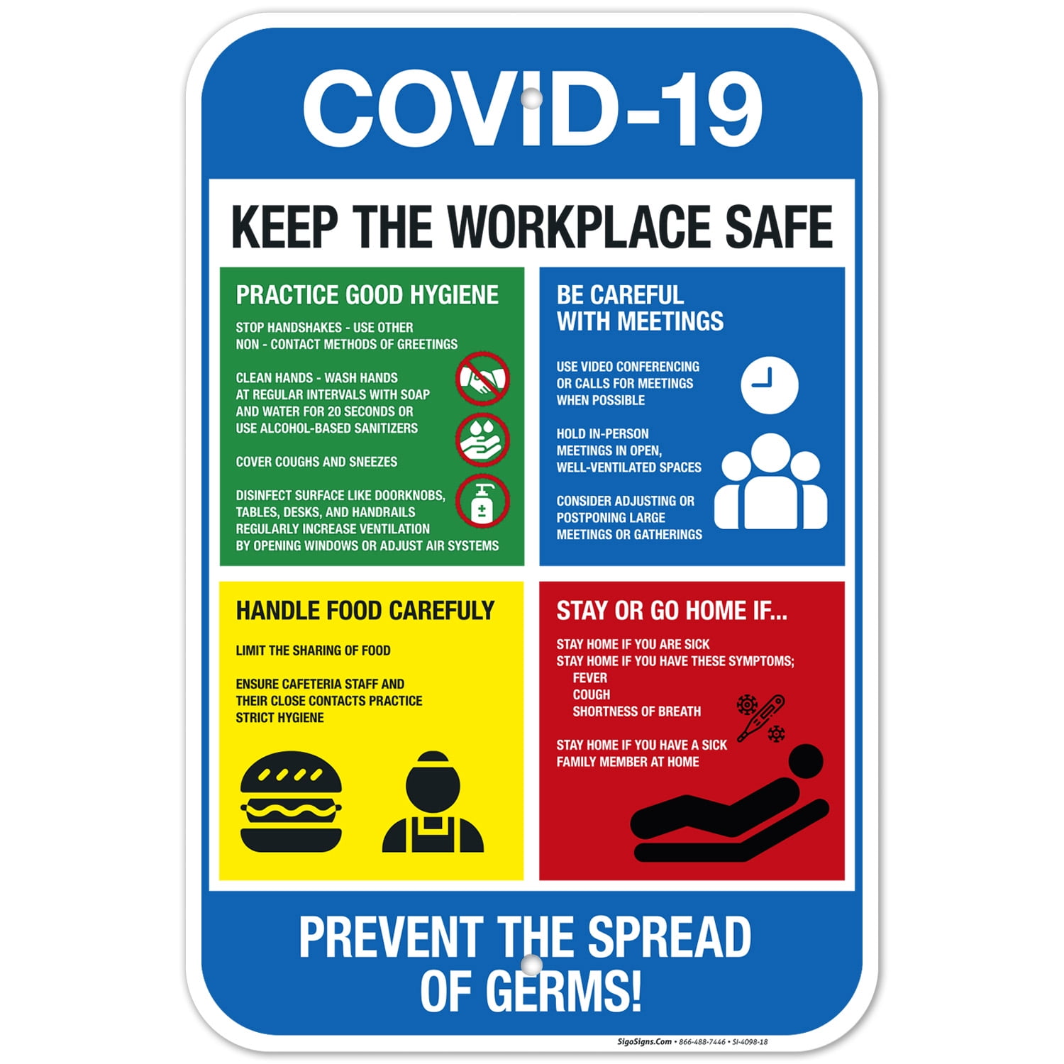 Covid 19 Social Distancing Poster Sign, Business Safety Signs