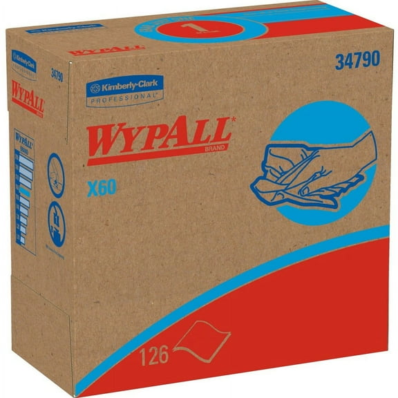 Wypall X60 Cloths - 9.10" x 16.80" - White - Hydroknit - Lightweight, Absorbent, Residue-free, Durable, Strong, Reinforced - For General Purpose - 126 | Bundle of 2 Boxes