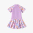 thumbnail image 5 of Gytharion Summer One-Piece Bathing Suits for Teen Girls Fashion Print Short Sleeve Zipper Skirted Swimsuit Kids Girls Cute Swimming Dresses, Sizes 5-13 Years, 5 of 7