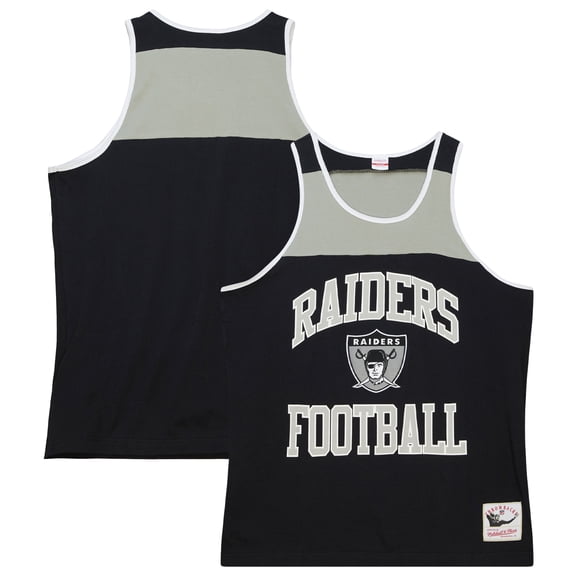 Men's Mitchell & Ness Black/Silver Las Vegas Raiders Heritage Colorblock Tank Top