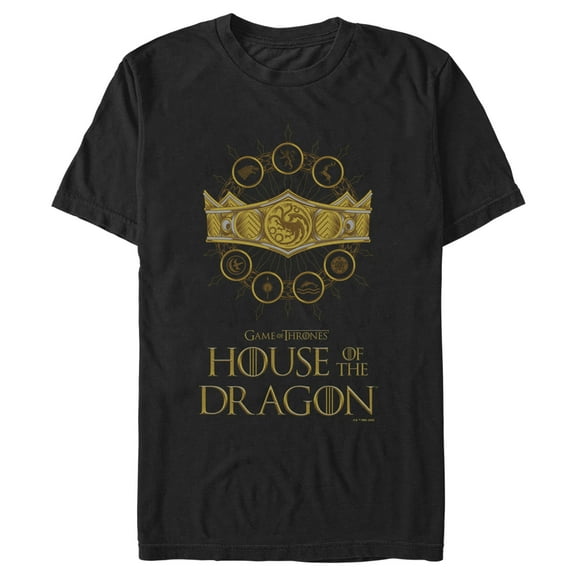 Men's Game of Thrones: House of the Dragon Targaryen Crown Logo Graphic Tee Black Large