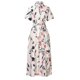 thumbnail image 4 of Moda mujer verano Casual cuello pico estampado manga corta vendaje botón vestido Fridja  bnh4660, 4 of 8