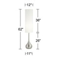 thumbnail image 6 of Possini Euro Design Mid Century Modern Floor Lamp 62" Tall Brushed Steel Droplet Cotton Cylinder Shade for Living Room Bedroom Office, 6 of 9