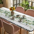 thumbnail image 3 of Green Eucalyptus Leaves Table Cloths for 8 Foot Rectangle Tables, Vintage Art Farmhouse Wooden Patio Waterproof Elastic Fitted Tablecloths, Washable Rectangular Table Cover for Camping, 3 of 8