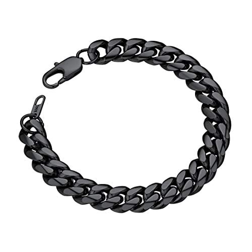 ChainsPro Mens Chunky Cuban Chain Bracelet 6/10/14mm Width 18K Gold Plated/316L Stainless Steel Send Gift Box 19/21CM
