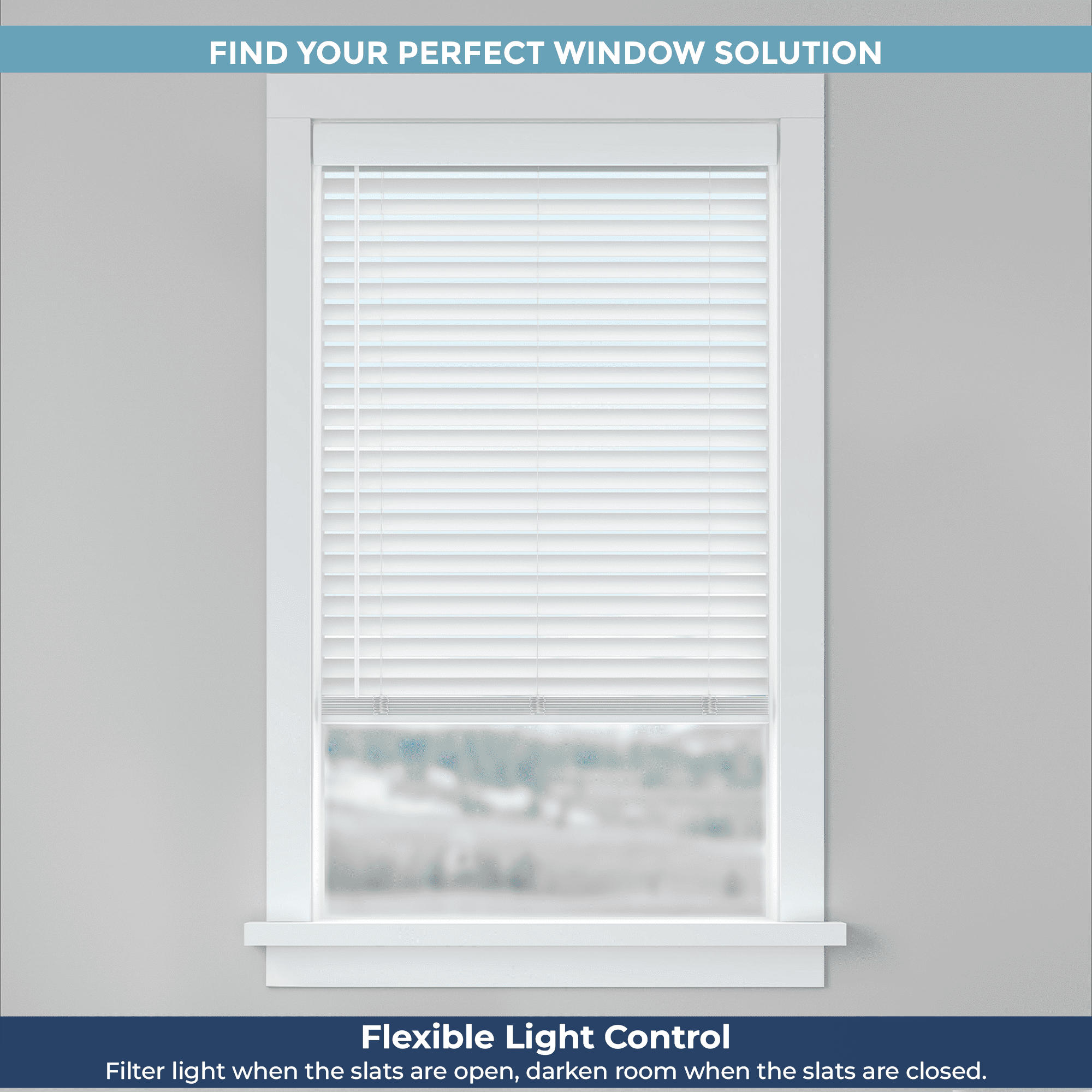 LEVOLOR BASICS 2" Cordless Faux Wood Blinds, White, 47" Width x 64" Length