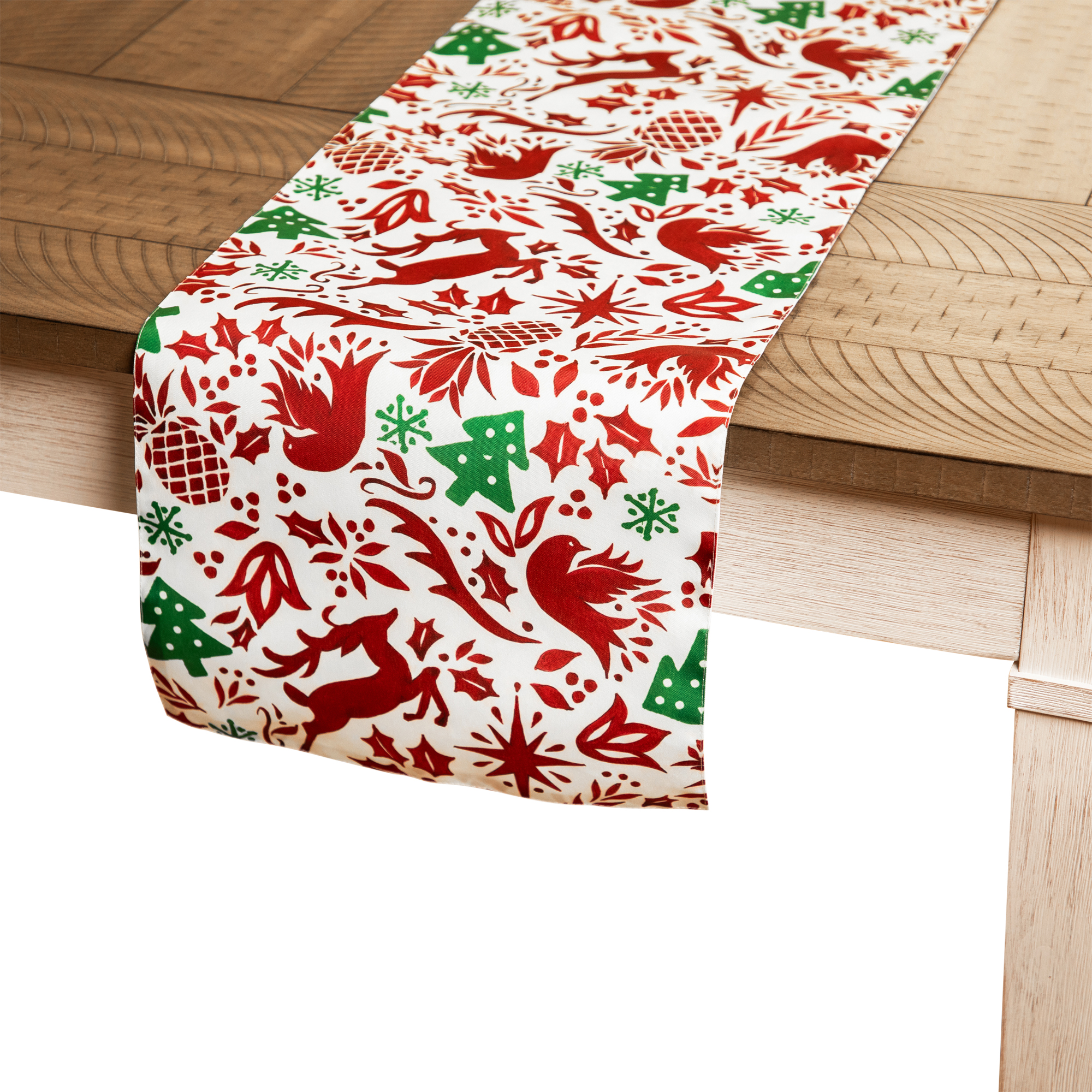 Reindeer and Doves Rectangular Christmas Table Runner - 72"