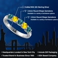 thumbnail image 2 of Gem Stone King 925 Sterling Silver London Blue Topaz and Yellow Sapphire Wedding-Bands Ring for Women | 0.98 Cttw | Round 3.5MM | Gemstone November Birthstone | Size 9, 2 of 6