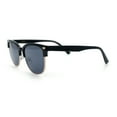 thumbnail image 6 of Classic Half Rim Round Horned High Temple Rectangular Sunglasses Black Gold - Black, 6 of 7
