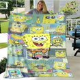 thumbnail image 1 of Mantas con estampado de dibujos animados de bob Esponja para mantener el calor, suave y cómodo, manta de cama de viaje para el hogar, forros de cama, regalo de cumpleaños, 1 of 4