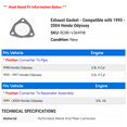 thumbnail image 2 of Exhaust Gasket - Compatible with 1995 - 2004 Honda Odyssey 1996 1997 1998 1999 2000 2001 2002 2003, 2 of 2