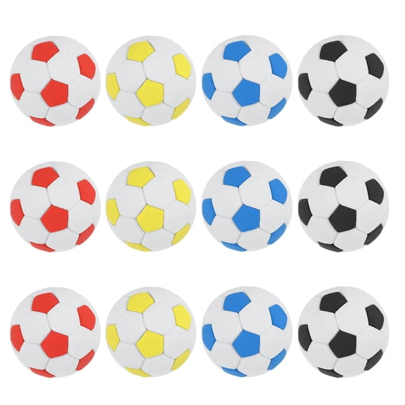 Uxcell 3D Sports Balls Erasers, 12 Pcs Small Fun Football Pencil Erasers Take Apart for Classroom Prizes Reward Party Favors Gifts Bag Stuffer, Black/Red/Yellow/Blue