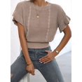 thumbnail image 5 of Gynyvoja Women'S Ruffled Short Sleeve Round Neck Knitted Top Pullovers Sweater Khaki XL, 5 of 8