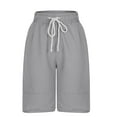 thumbnail image 4 of XuJwPNcy Women's Summer Shorts Drawstring High Waisted Short Pants with Pockets Summer Beach Knee Length Shorts, 4 of 7
