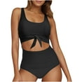 thumbnail image 2 of Traje de baño de una pieza para mujer, conjuntos de bikini para mujer, trajes de baño sin mangas extragrandes para mujer, bikini liso con cuello alto, escote en V, traje de baño sin mangas para mujer, 2 of 7