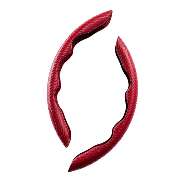 Funda para volante de 2 piezas, , cómoda, Universal, fácil de instalar, decorativa, se la la adaptaciónción a diámetro de 38cm, vehículo, camión, Interior d Fibra de Carbono Rojo Yotijar Cubierta del volante