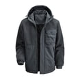 thumbnail image 6 of safuny Men's Solid Color Zip-Up Long Sleeve Drawstring Hooded Jacket Casual Fleece Nylon Multiple Pockets able Lightweight Outdoor Coat for Daily Wear Dark Gray XXL, 6 of 8