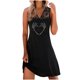 thumbnail image 1 of Mini vestido de encaje de vacaciones sin mangas con cuello en V informal con estampado de verano para mujer a la moda Fridja  hj3449, 1 of 4
