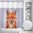 thumbnail image 2 of No Hook Shower Curtain, Purple Fox Shower Curtains for Bathroom with See Through Top Window, Funny Animals Modern Art Waterproof & Washable Bath Curtain Long 72"x78", 2 of 9