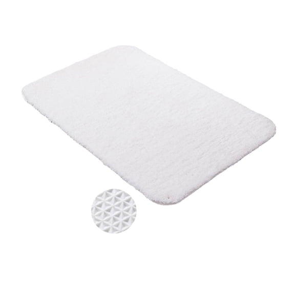 FUDAKUNA Bathroom Rugs White Microfiber Absorbent Non-Slip Backing 16" x 24" Soft Fluffy Bath Mats Machine Washable