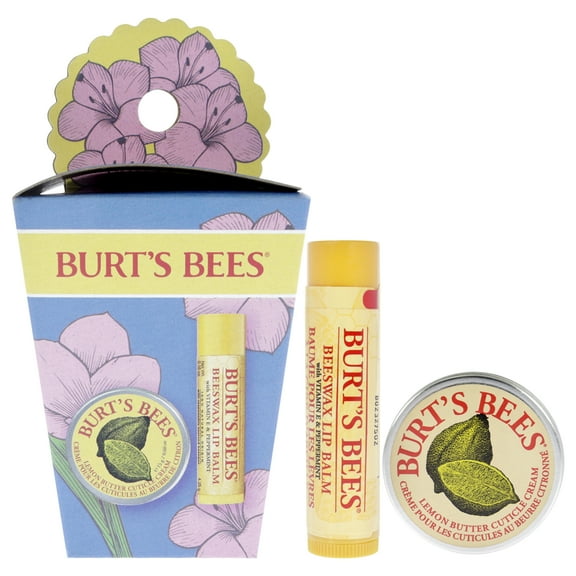 Burts Bees Spring Surprise Set , 2 Pc 0.15oz Beeswax Lip Balm with Vitamin E and Peppermint, 0.3oz Lemon Butter Cuticle Cream