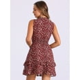 thumbnail image 4 of DARING DIVA Floral Chiffon Smocked Waist Ruffled Dress L Burgundy, 4 of 6